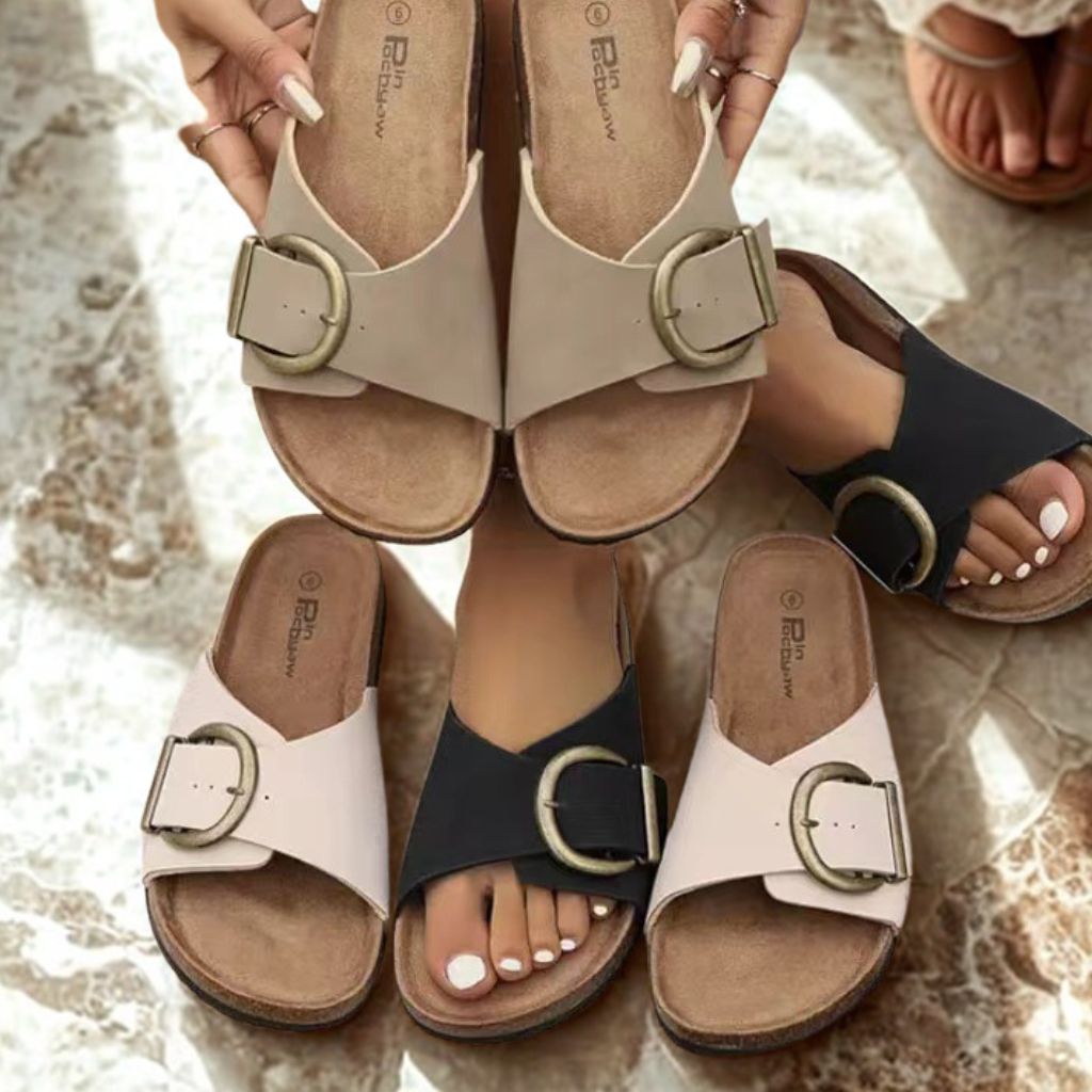 Julie™|  Kork-Sandalen mit Schnallen-Design